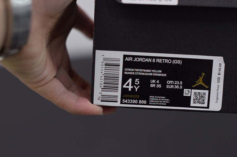 air jordan 6 yellow 543390-800